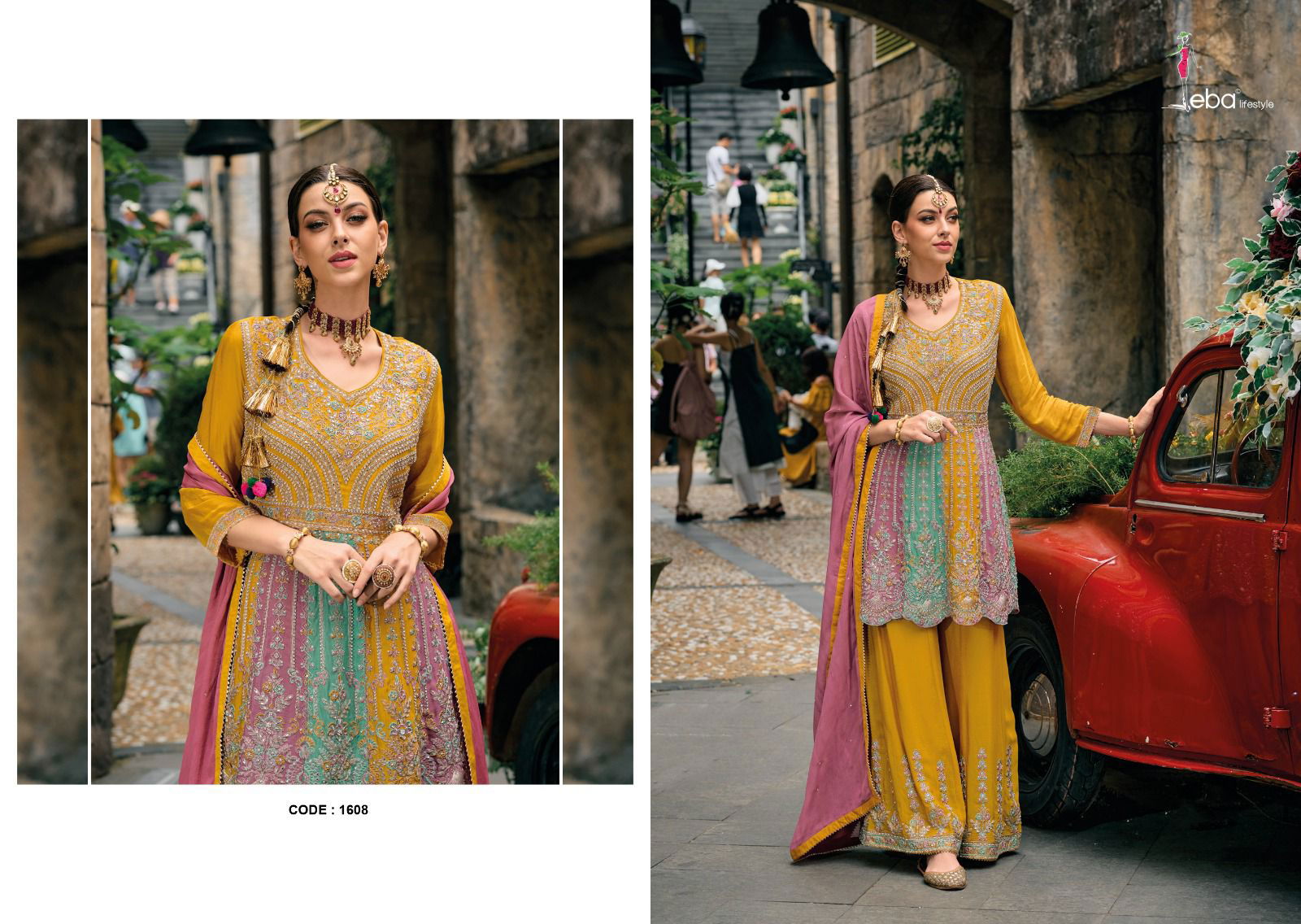 Eba Barbie Color Wedding Wear Sharara Readymade Suits
